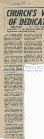Newspaper - Newspaper article, Church's Weeklong Celebration of Dedication, 5 August 1973