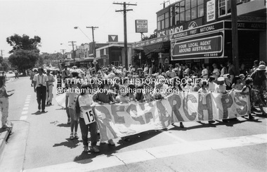 Photograph - Black and White Print, Research Primary School participating in the Eltham Festival Grand Parade, c.1990