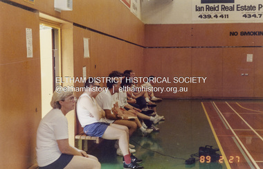Photograph - Colour Print, Council staff undertaking an obstacle course, Eltham Leisure Centre, 27 February 1989