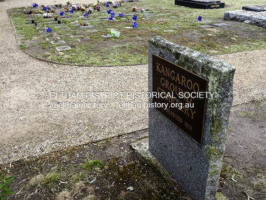 Photograph - Digital Photograph, Jim Connor, Flag tribute, Kangaroo Ground Cemetery, Remembrance Day, 11 November 2019