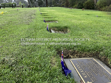 Photograph - Digital Photograph, Jim Connor, Flag tribute, Eltham Cemetery, Remembrance Day, 8 November 2025