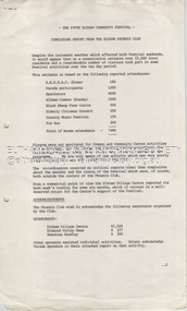 Document - Report, Eltham Phoenix Club, Concluding Report from the Eltham Phoenix Club; Fifth Eltham Community Festival 11th-20th August 1979, 1979