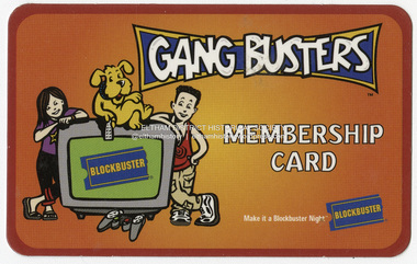 Ephemera - Digital Copy, Gang Busters (Blockbuster) Membership Card, 1997
