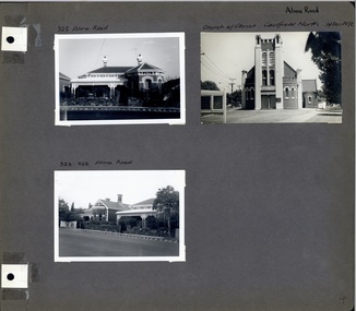 3 photos on page - 2 of old brick houses from the street and 1 of an old brick church with tower