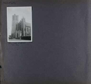 1 photo on page - large church building with 3 storey square tower and ornate entrance.