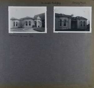 2 photos - 2 views of an old house next to a church 