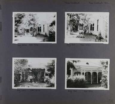 Four different views of this old one storey home in its garden