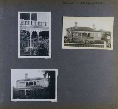 Two distance views and one close view of an old 2 storey mansion in its garden