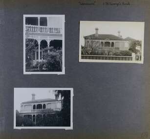 Two distance views and one close view of an old 2 storey mansion in its garden