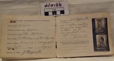 Soldiers Record Book J Bagnal, Soldiers Record of Service Book