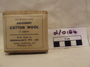Pack Cotton Wool Absorbent, Greenhalgh's Pty. Ltd.British Made, WWII
