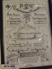 POW Souvenir Entertainment Committee List, POW Entertainment Committee, 1941