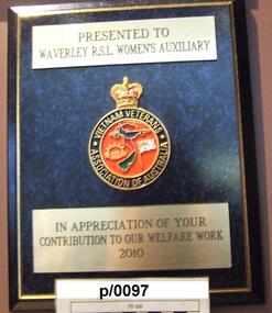 Plaque Vietnam Veterans Association of Australia, Vietnam Veterans Association of Australia