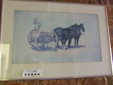 Print 2 Diggers in a horse drawn cart, None