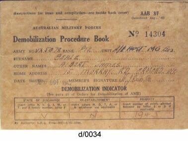 Soldiers Demobilisation record books