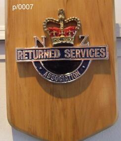 Plaque N Z Returned Services Association, N Z Returned Services Association