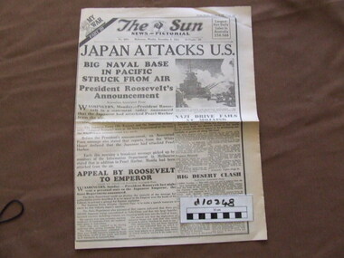 News Paper, The Sun News Pictorial, Dec 8 1941