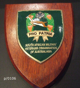 Plaque South African Military Veterans Organisation of Australia