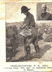 News paper Cutting Chaplain-Captain F. H. King, ? 1917