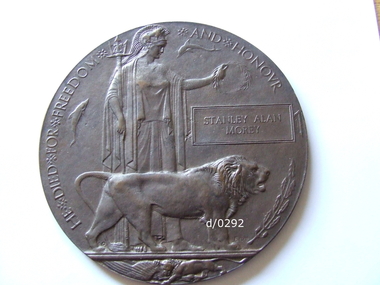 Next of Kin Memorial Plaque Dead Mans Penny, Commonly known as Dead Man's Penny