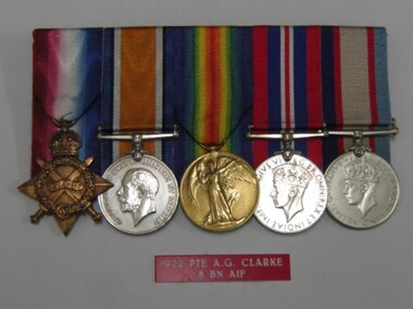Medals, Medals of PTE Arthur Ernest Clarke