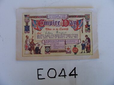 Empire Day Certificate 1915