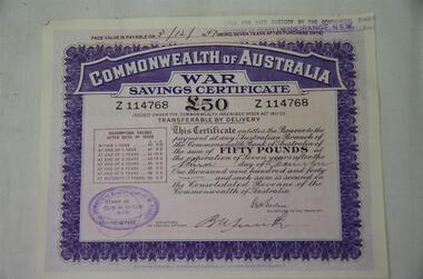 War  Bond certificates