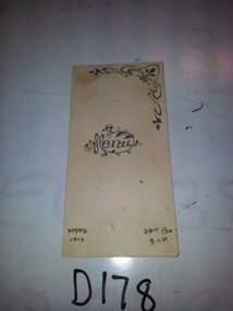 Christmas Menu, 1918, 39th Battalion