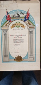 Large paper certificate. Coloured and black printing