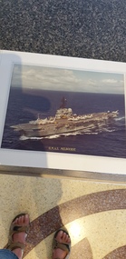Photograph - Photograph of HMAS Melbourne in a presentation folder, Presentation folder