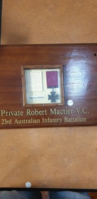 Plaque - Mactier Collection, Replica Victoria Cross in a wooden presentation case