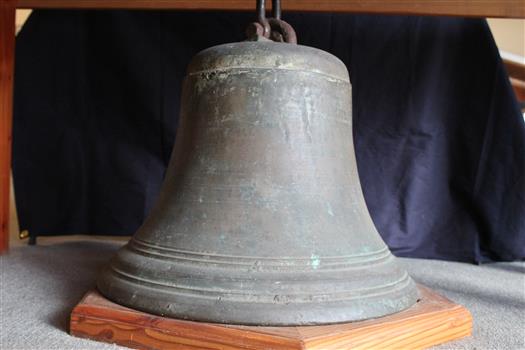 A bronze bell recovered from the wreck of the clipper 'Lightning' after catching fire near Geelong