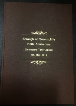 Front view of bound commemorative copy of the Borough of Queenscliffe 150th Anniversary Community Capsule 4 May 2013