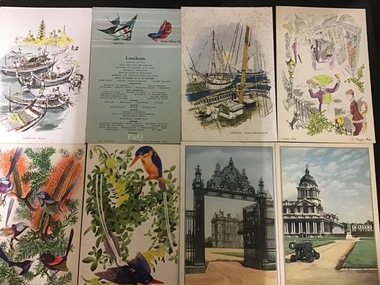 Front views of menu cards from the P&O SS Arcadia and some menu contents pages.