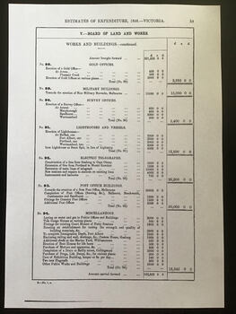 Plan and extract of 1858 Government expenditure.