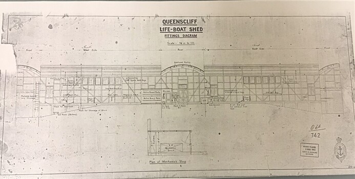 Queenscliff lifeboat shed fitting diagram showing details of the fittings required.