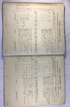 Open view of chief officer's log book from the SS Victoria from June 1930 to June 1931