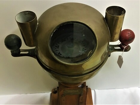 4 views of binnacle; side, top, detail of compass and plaque
