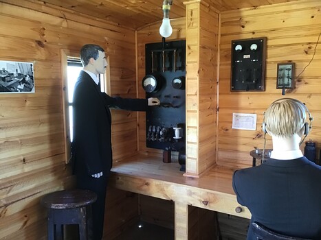 A replica of the shed used to make the first transmission from Point Lonsdale to Launceston  