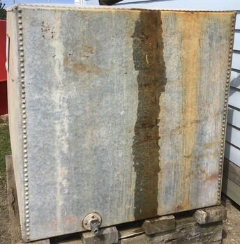 These strong riveted and sealed iron boxes were made in England in the 1930s to ensure overseas cargoes such as china, pottery, fabrics, tea and sugar were not damaged by sea water. Clever Australians later converted them to water tanks.