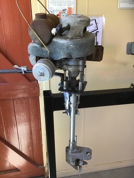 Side view of an Aqua-boy outboard motor manufactured in Brisbane.