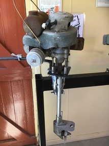 Side view of an Aqua-boy outboard motor manufactured in Brisbane.