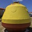 Two large yellow marker buoys, one welded and the other spherical and riveted with a light on top of a mast. These were used to indicate the gas pipeline which runs across Port Phillip Bay between Mordialloc to Altona.
