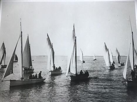 3 Reproduced photographs of couta boats under sail in Queenscliff