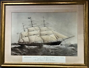 Print of Aberdeen Clipper Ship 'Kosciusko' in gold frame