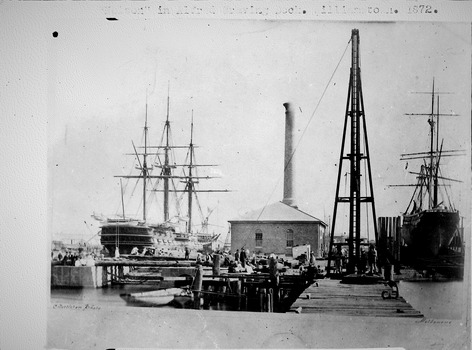  A reproduction of a monochrome photograph of the HMS later HMVS Nelson 