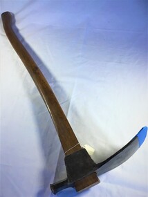 A tool similar to an axe, with an arched blade at right angles to the handle, used for cutting or shaping large pieces of wood.