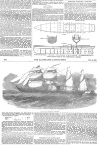 Newspaper cutting of the steam-ship "Adelaide" news item 04 Dec 1852 from The Illustrated London News and identifies Mr Brunel as the Supervisor of its construction.