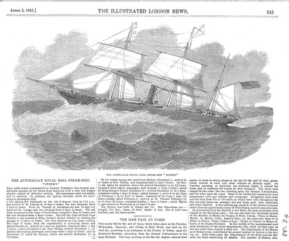 Deatils of the trip to Sydney from Plymouth of the SS Sydney