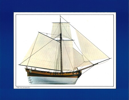 Print of a typical Naval Sloop by Time-Life Books- un-named boat